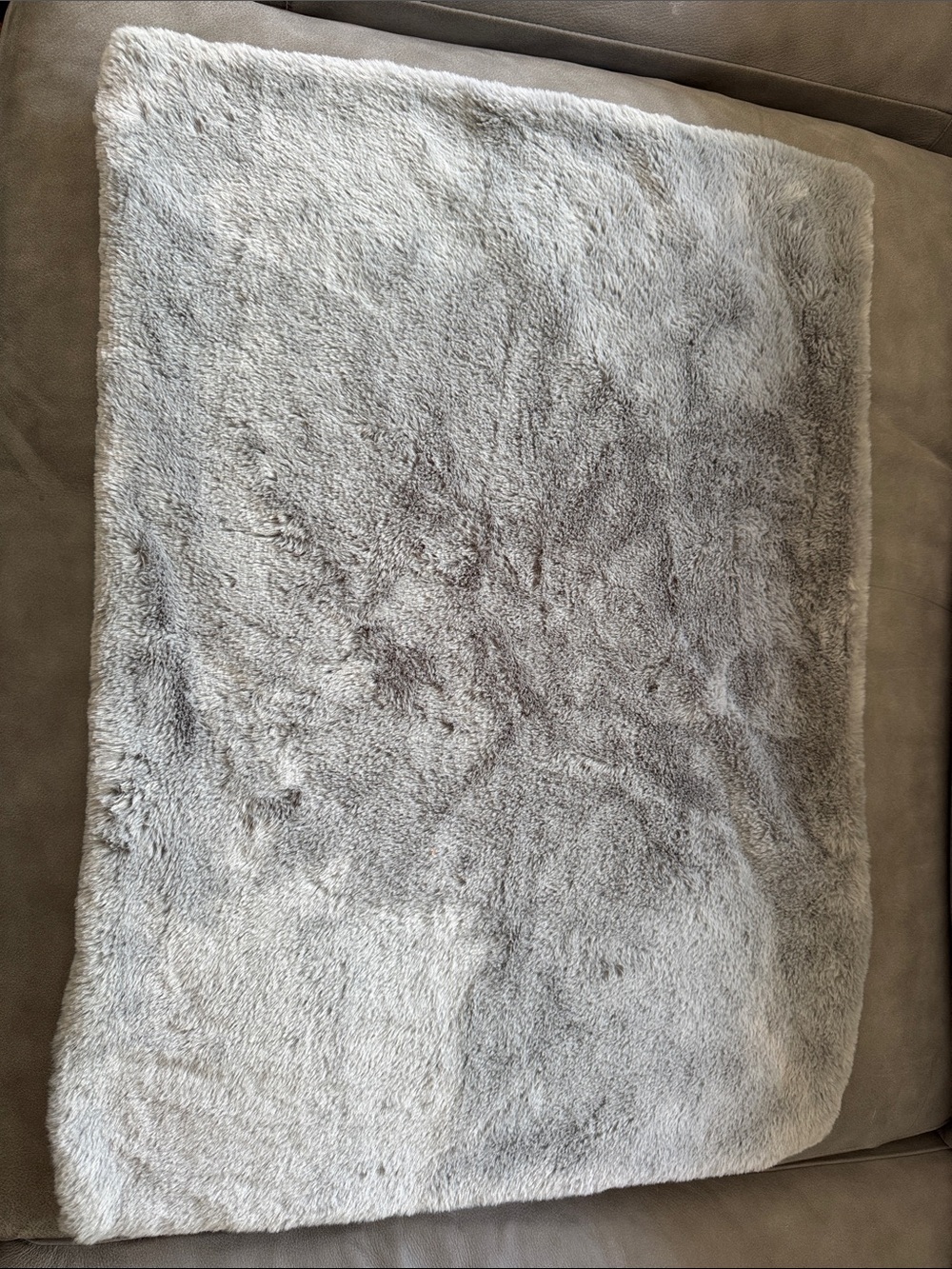 UGG gray faux fur pillow cover. Hidden zipper edge. Approximately 26 x 19.5 inch